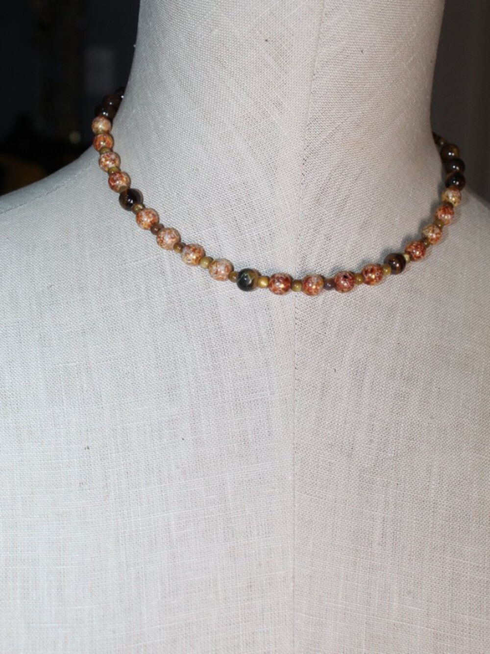 Brown Natural Stone & Tigers Eye 17" Necklace